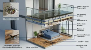 Balkon Lantai Dua Tergenang Usai Hujan Lebat? Jangan Biarkan Air Merembes Merusak Lantai Kayu Kamar Anda!